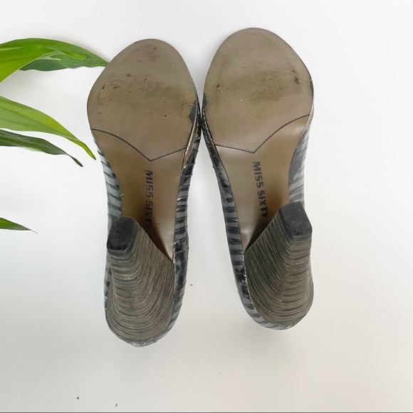 Miss Sixty Pumps Gray Leather Alligator print pumps 38.5/8 - Picture 7 of 11